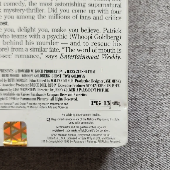 Ghost VTG McDonald's VHS Movie NEW Sealed 1993 - Picture 12 of 14